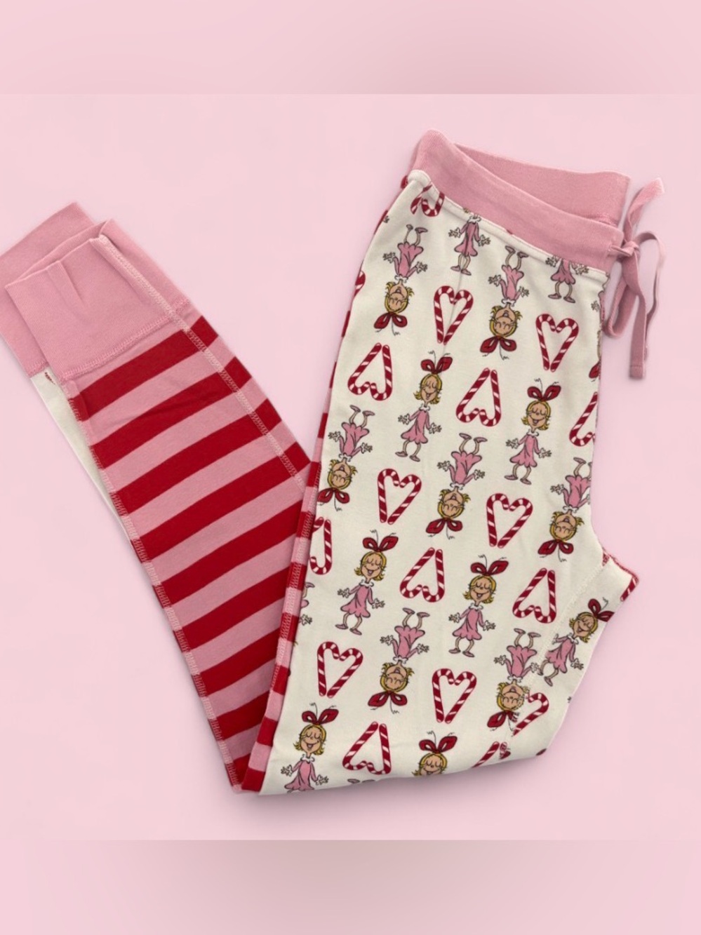 Hanna Andersson Grinch Pink & Red Stripe Cindy Lou Who Adult Pajama Pants Size M